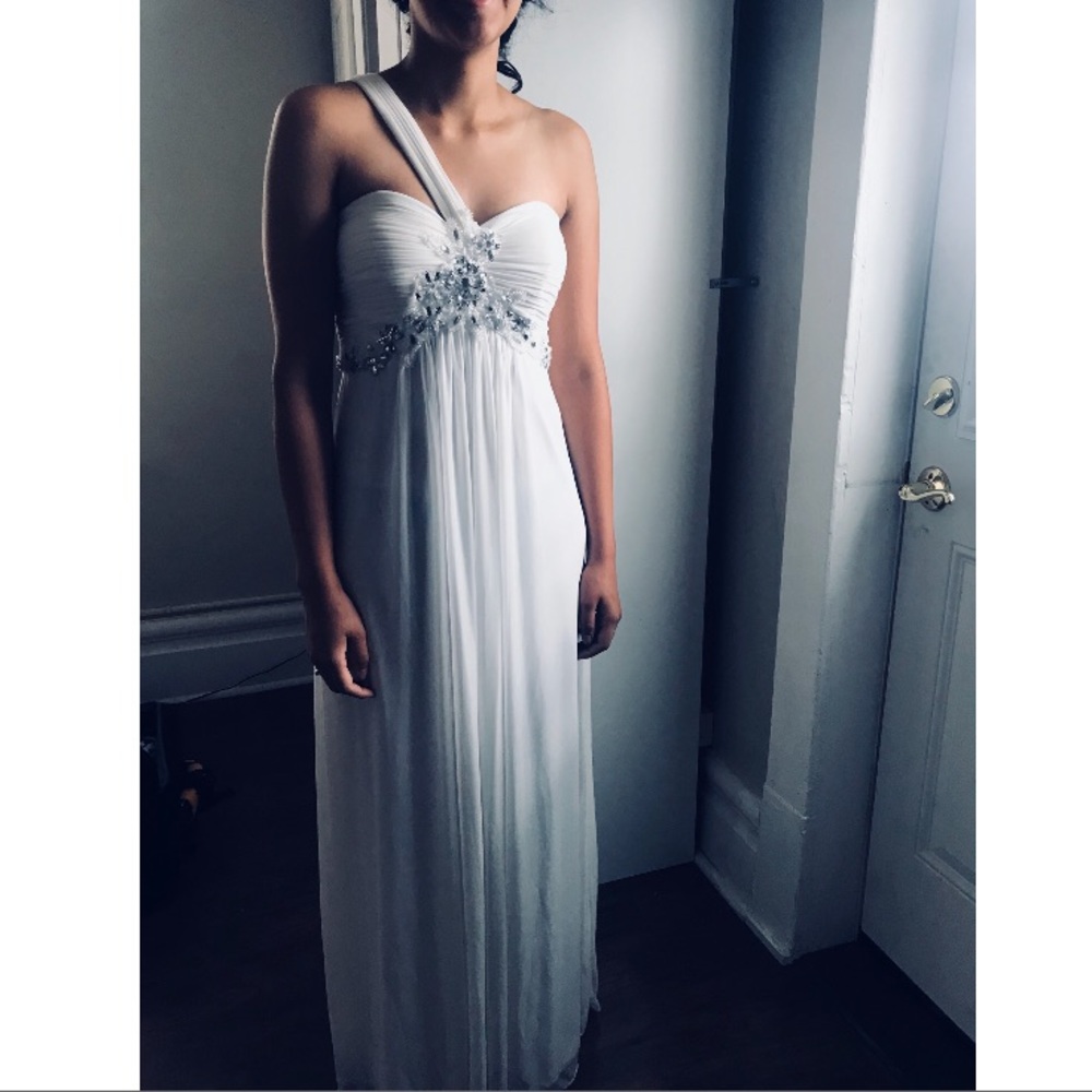 Crystal white prom dress